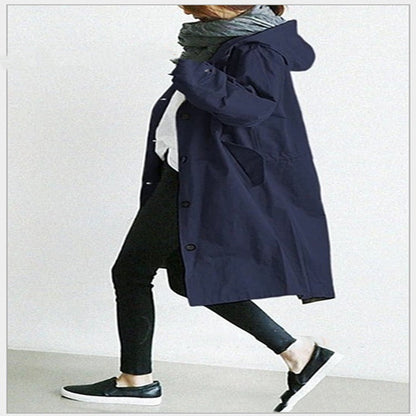 Women Windbreaker Jacket Casual Loose Button Pockets Hooded Quick Dry Windproof Waterproof Clothes For Outdoor Hiking Camping Limorista