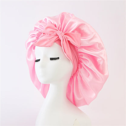 Satin Ribbon Round Bow Elastic Nightcap Limorista