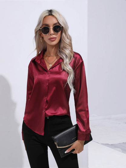 European And American Satin Shirt Women&