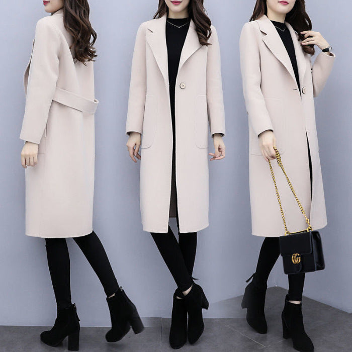 Mid-length Loose Wool Overcoat Women&