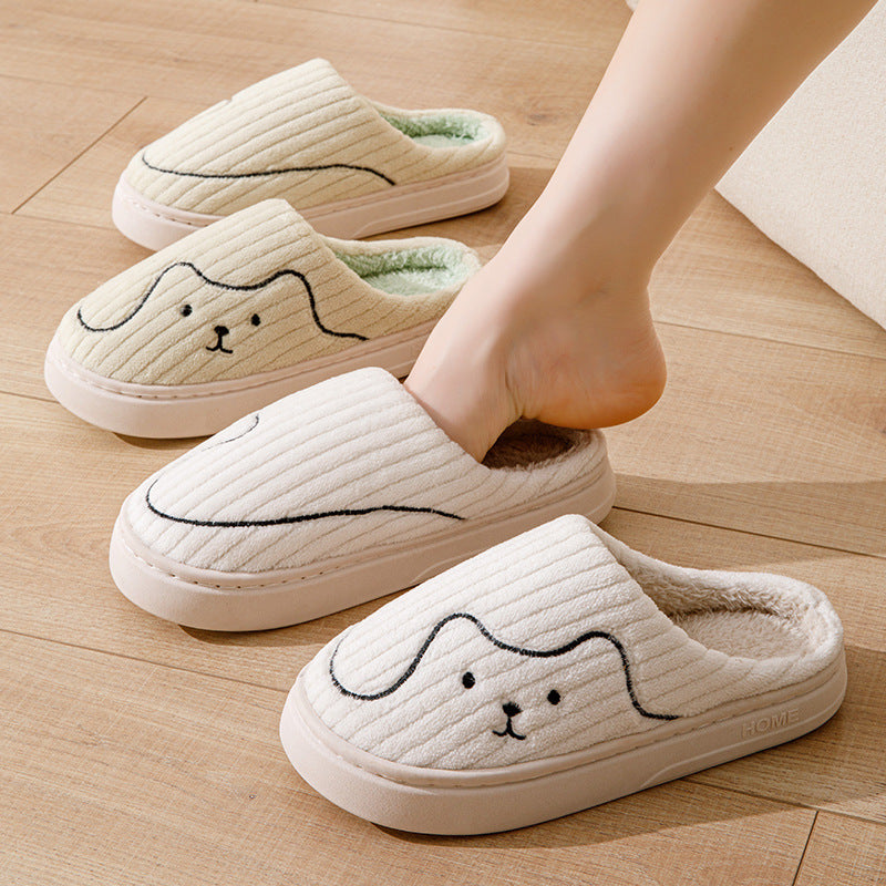 Striped Cat Slippers Indoor Couple Non-slip Floor Bedroom Slipper Winter Warm Plush House Shoes Women Men Limorista
