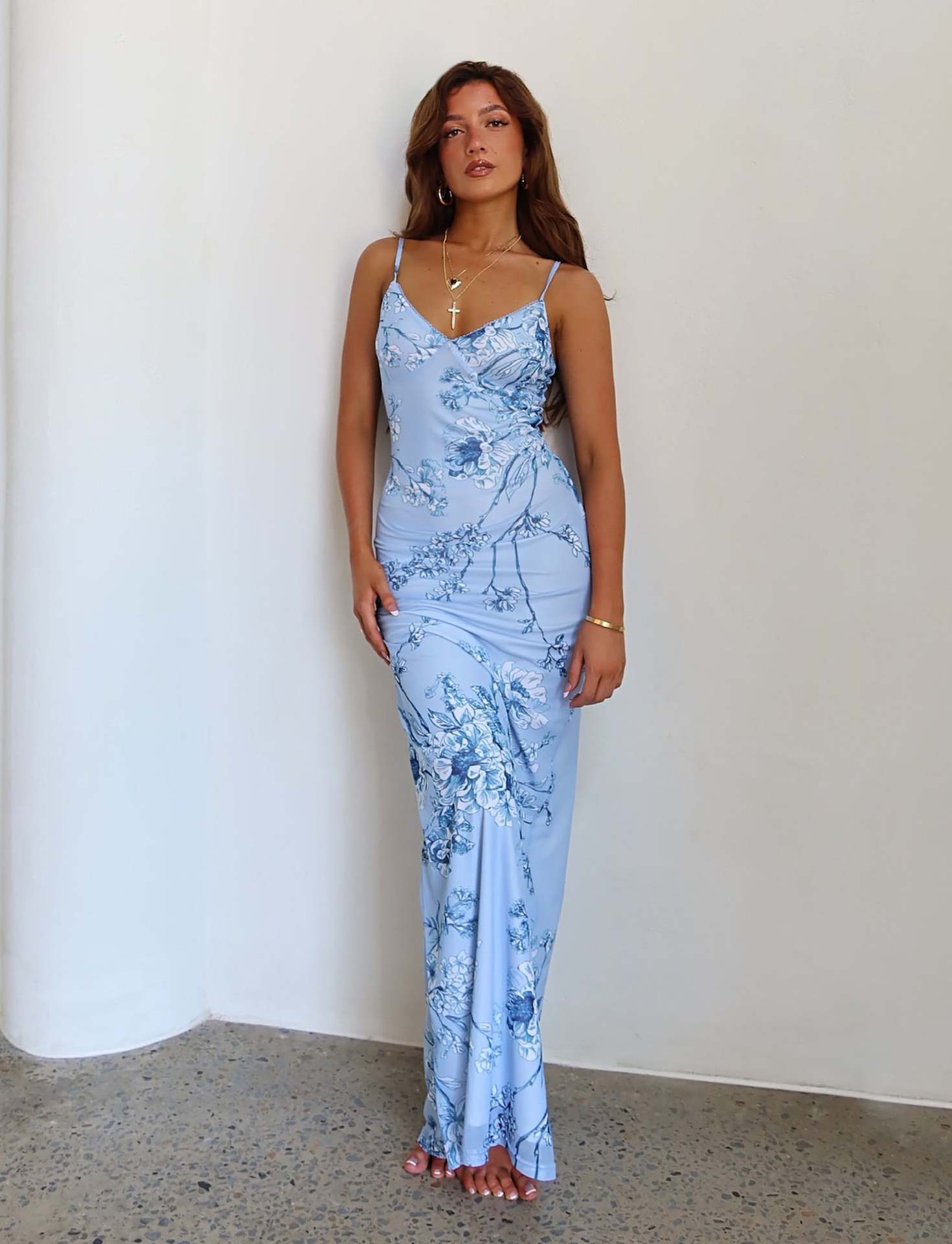 Y2K Slim Flowers Printing Slip Dress Women&