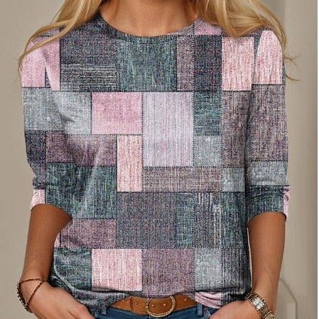 Long Sleeve Slim-fit T-shirt With Round Neck Digital Printing Limorista