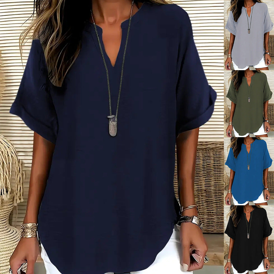 Summer Loose Solid Color Women&