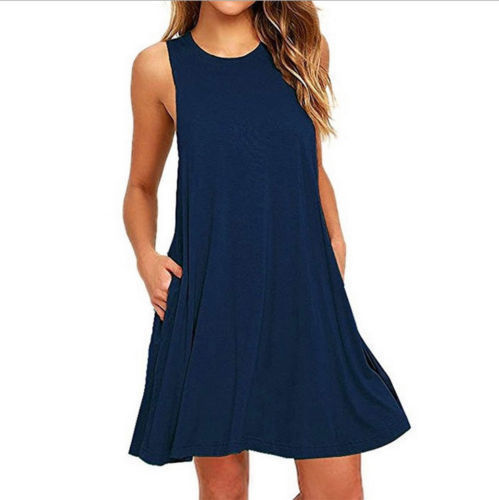 Summer Women Casual Pocket Dress Ladies T Shirt Dresses Limorista