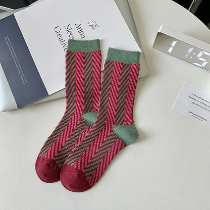 Dopamine Retro Mid-calf Length Double Needle Sweet Cool Street Ladies Loose Socks Limorista