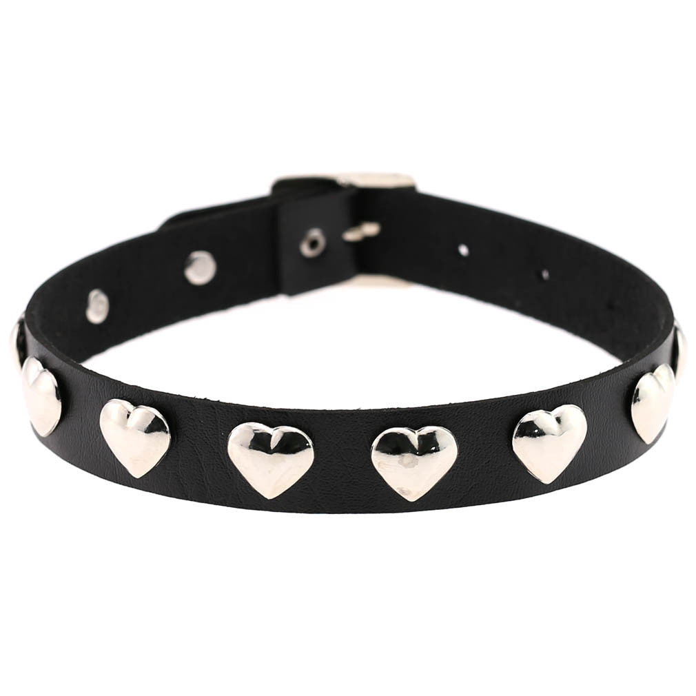 Fan Original New Punk Gothic Love Heart-shaped Rivets Pin Buckle Necklace Limorista