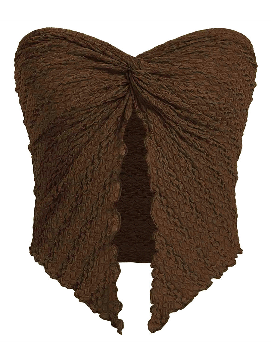 European And American Fashion Sexy Pleated Twist Tube Top Backless Top Limorista