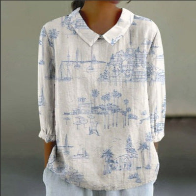 Creative Retro Chinese Style Floral Print Shirt Limorista
