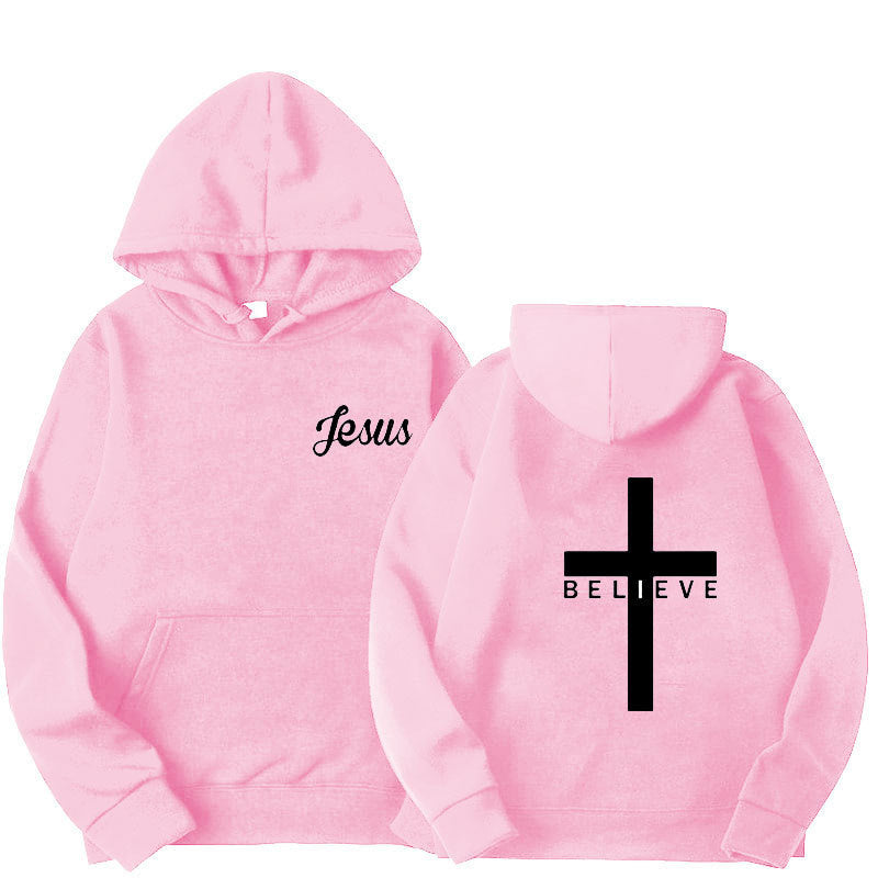 Believe Cross Printed Hoodie Men&