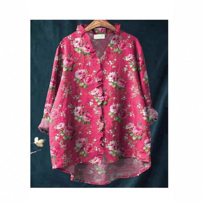 Loose Print Crew Neck Casual Plus Size Women&