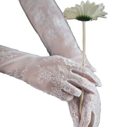 New Super Fairy White Lace Tulle Bride Photo Gloves Limorista
