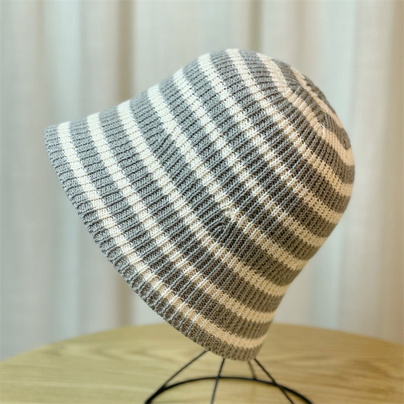 Sunshade Leisure Striped Knitted Dome Bucket Foldable Tide Bucket Hat Limorista