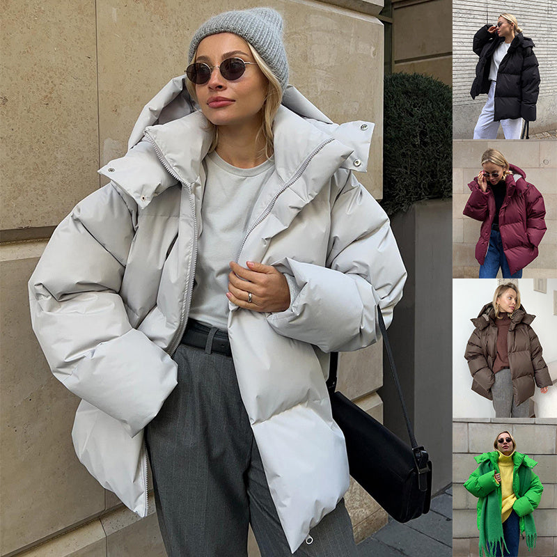 Limorista - Fashion Coat With Removable Hood Cotton Jacket Winter Warm Windproof Loose Cotton Jacket Loose Parka Outerwear Clothing