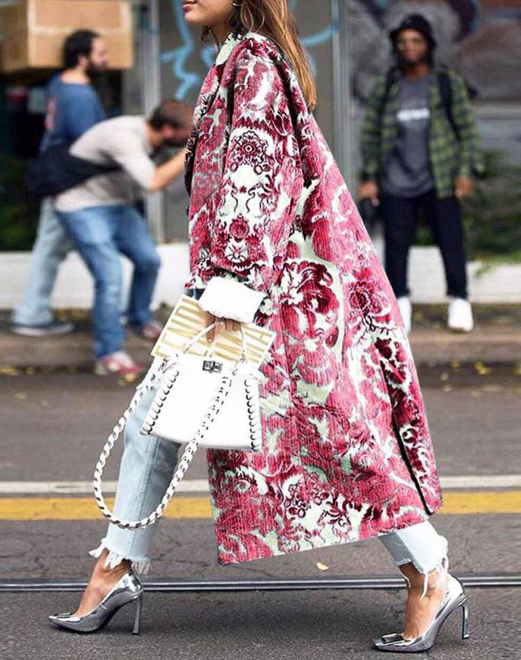 Coat Print Dragon And Phoenix Woolen Limorista