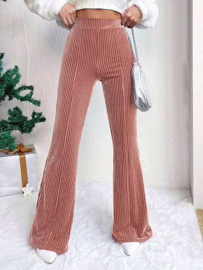 High Waist Lamp Wick Corduroy Bell-bottom Pants Wide Leg Women Limorista