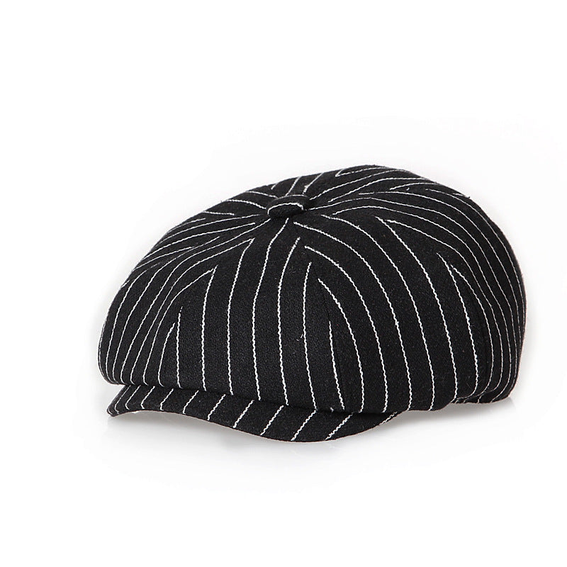Retro Bold Stripes Fashion British Youth Octagonal Cap Limorista