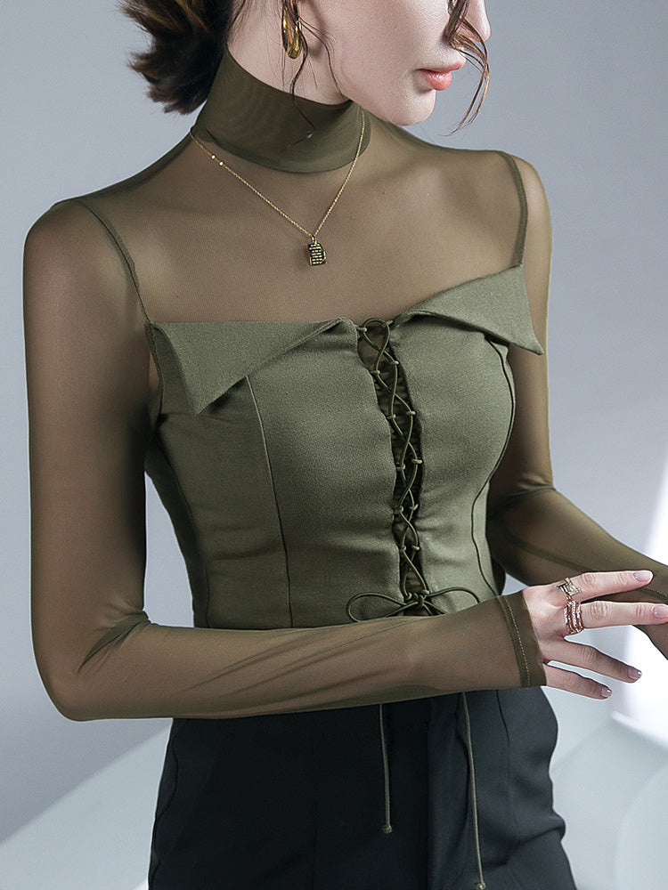 Ladies Design Sense Mesh Splicing Top Inner Wear Limorista