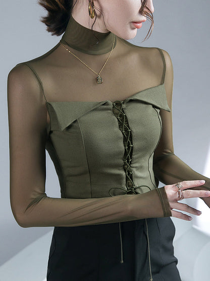 Ladies Design Sense Mesh Splicing Top Inner Wear Limorista