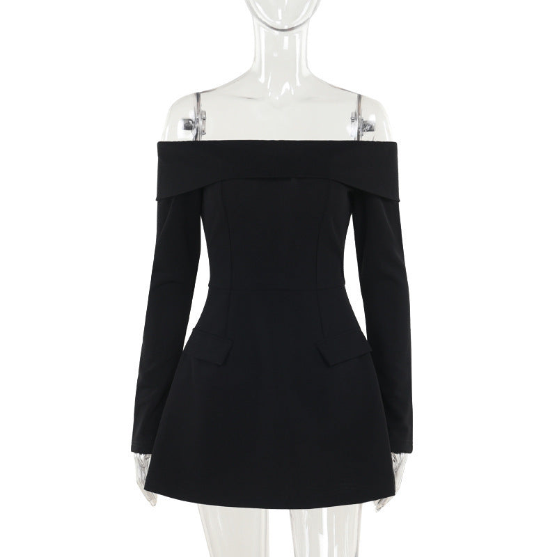 Off-shoulder A- Line Dress Women&