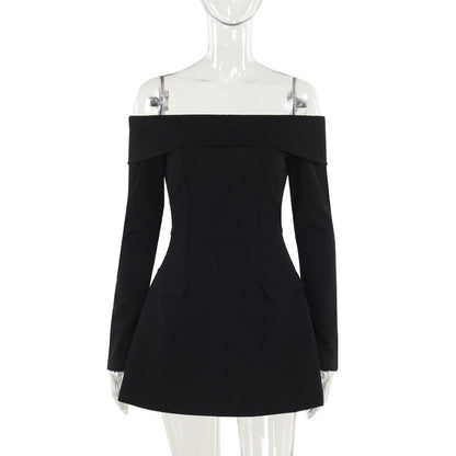 Off-shoulder A- Line Dress Women&