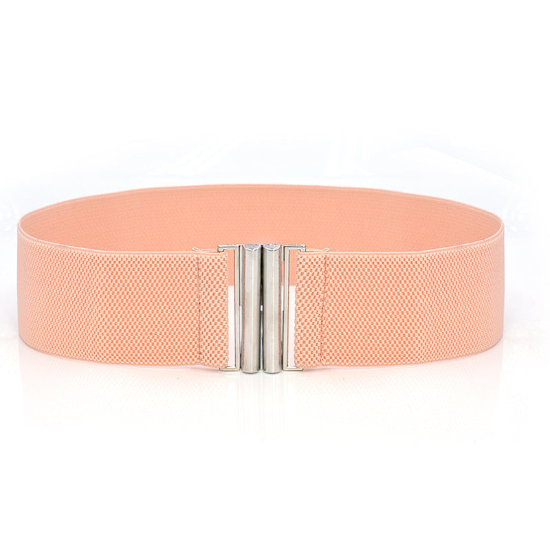 Elastic Elastic Silver Buckle Wide Belt Decorated Skirt Accessories Limorista