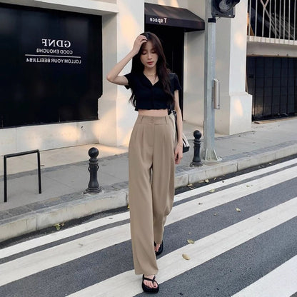 New High Waist Drooping Straight Pear Shapes Pants Limorista