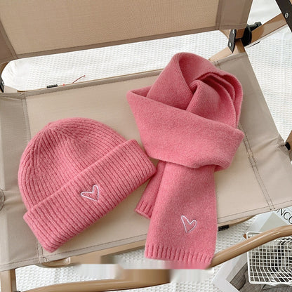 Heart Embroidery Solid Color Children Woolen Knitted Hat Limorista