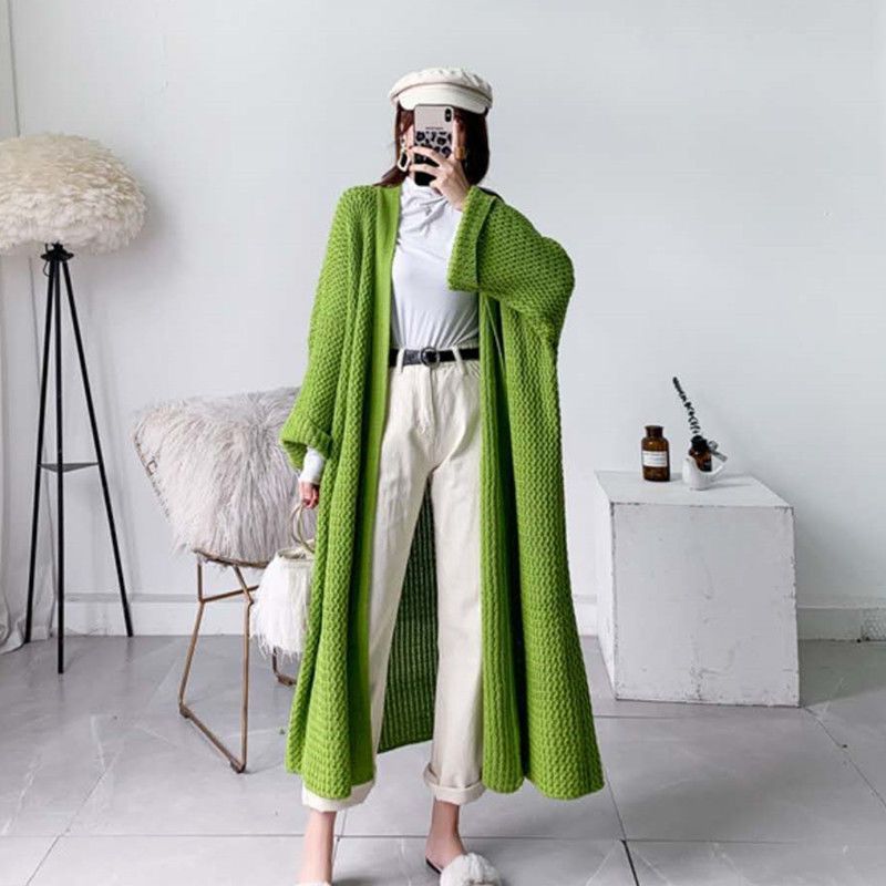 Limorista - Wind Long Knitted Cardigan Overknee Coat