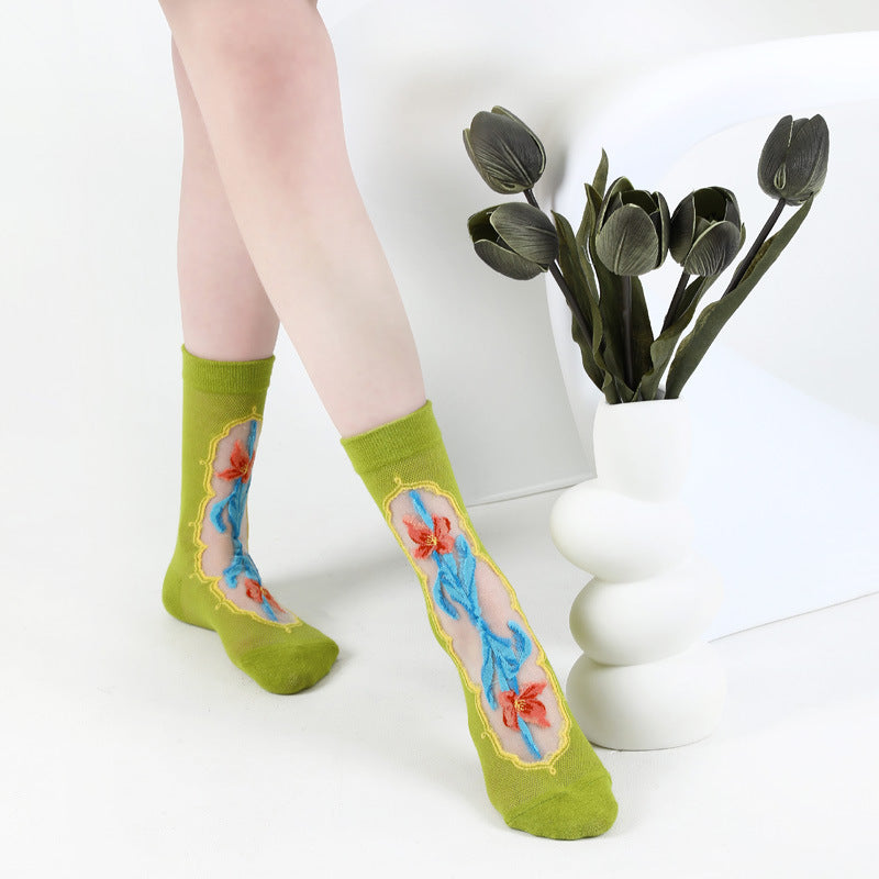 Retro Fashion Patterned Stockings Thin Limorista