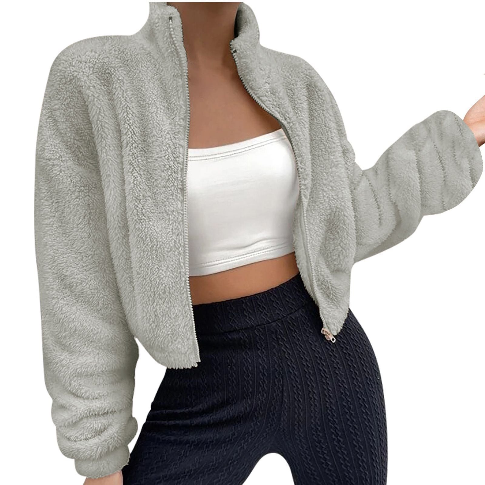 Autumn And Winter Leisure Short Zipper Furry Coat Limorista