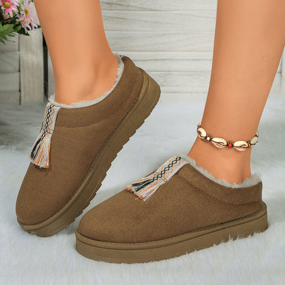 Winter Plush Home Slippers Fashion Round Toe Flat Suede Garden Shoes Indoor Warm Floor Bedroom Slipper For Women Limorista