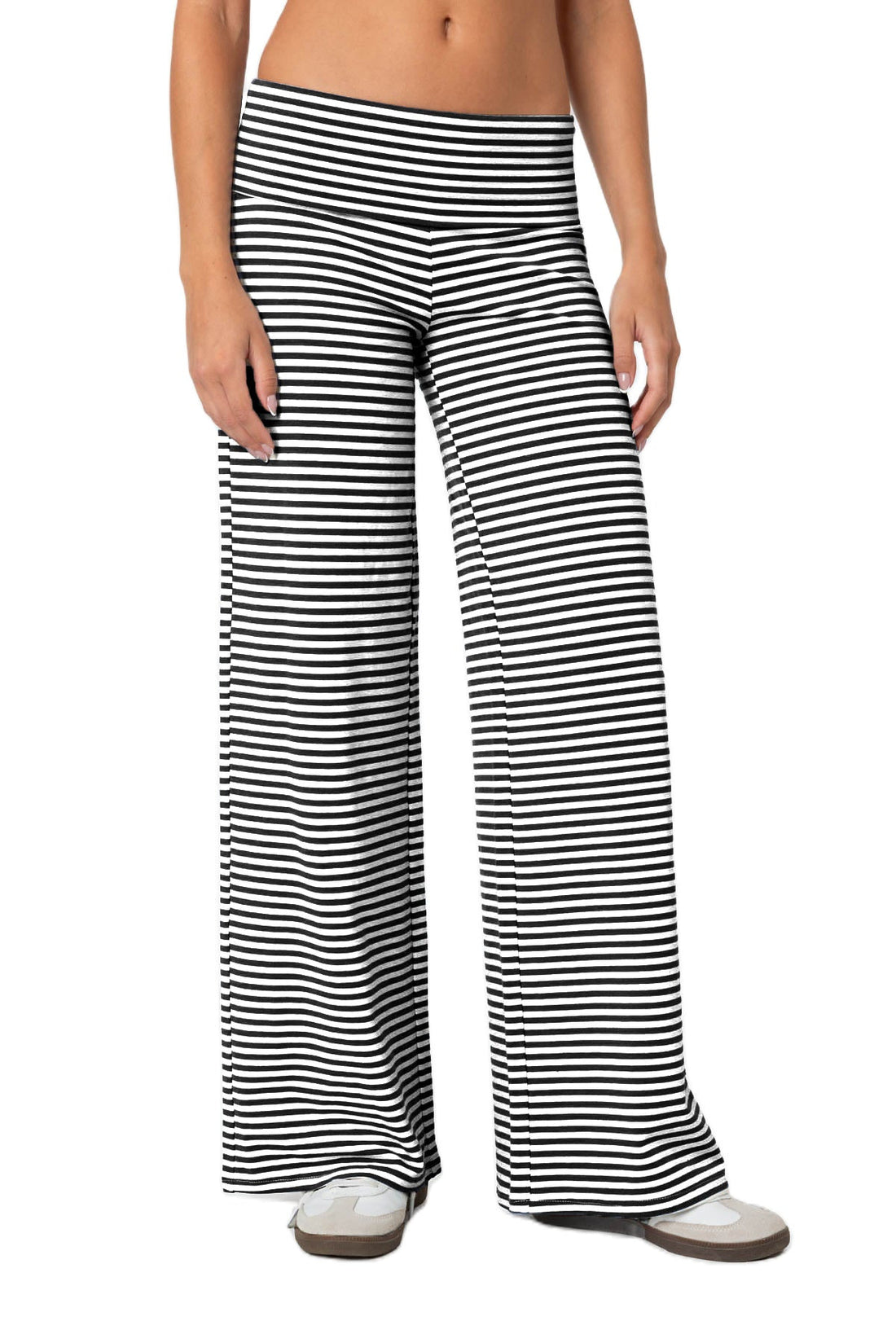 Cropped Striped Loose Trousers Autumn Sports Style Draped Casual Pants Limorista