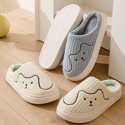 Striped Cat Slippers Indoor Couple Non-slip Floor Bedroom Slipper Winter Warm Plush House Shoes Women Men Limorista