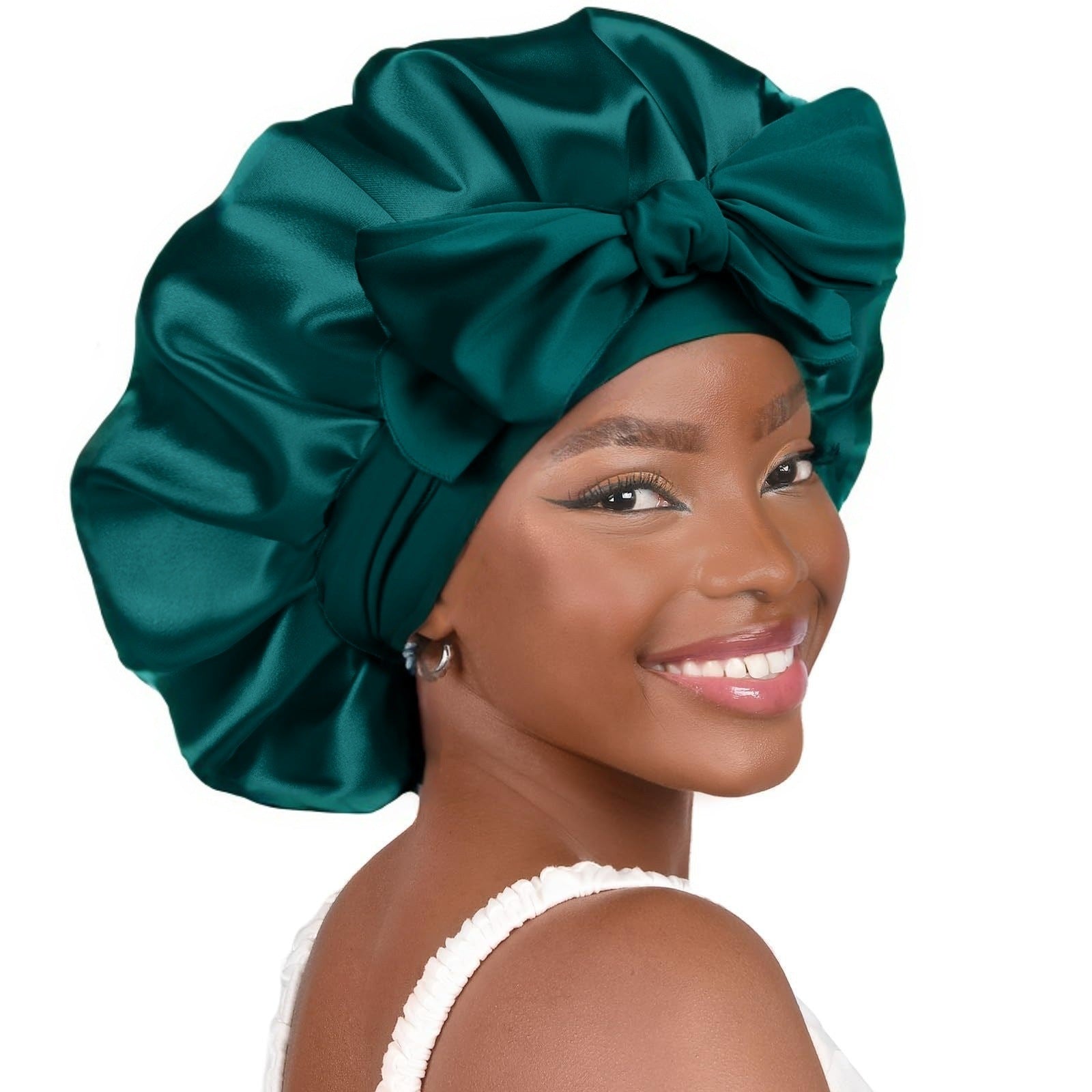 Double-layer Ribbon Round Cap Bow Hair Care Wide-brimmed Hat Limorista