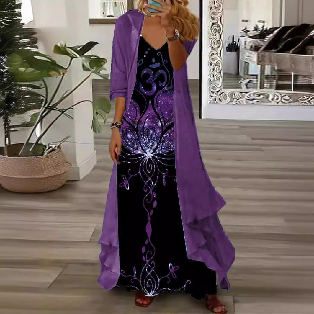 European And American Vacation Spaghetti Straps Long Skirt Indian Style Large Swing Skirt Two-piece Set Limorista
