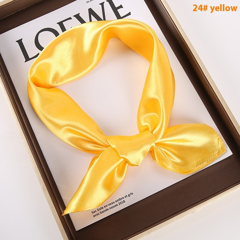 Solid Color Square Scarf Artificial Silk Small Square Towel Limorista