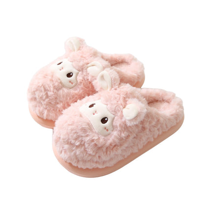 Cute Little Sheep Female Winter Interior Home Baotou Warm Non-slip Thick Bottom Plush Cotton Slippers Limorista