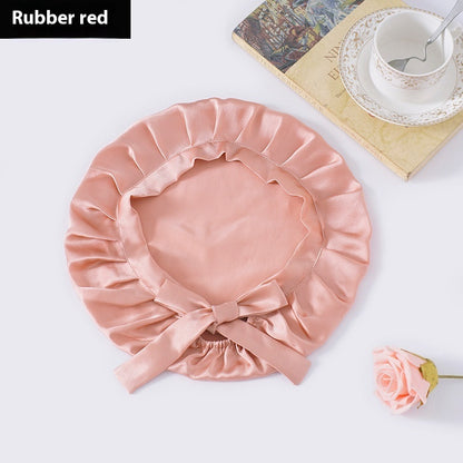 Encrypted Satin Silk Plain Satin Confinement Household Hair Care Lace-up Nightcap Limorista