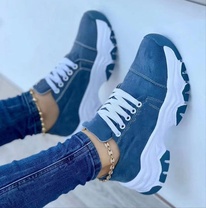 Round Head Thick Bottom Low-top Casual Shoes For Women Plus Size Lace Up Pumps Limorista