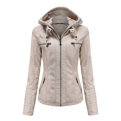 Detachable Two-piece Hooded Leather Jacket Limorista