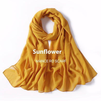 Pure Color Pearl Chiffon Scarf Headcloth Veil Chiffon Scarf Limorista