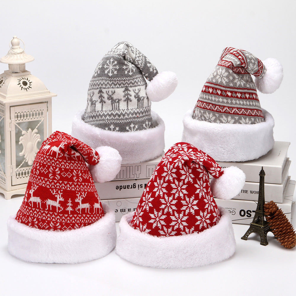 Snowflake Deer Knitted Wool Flannel Christmas Hat Limorista
