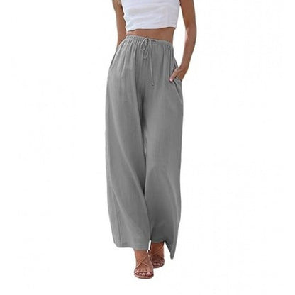 Loose Casual Pocket Drawstring Wide-leg Pants For Women Limorista