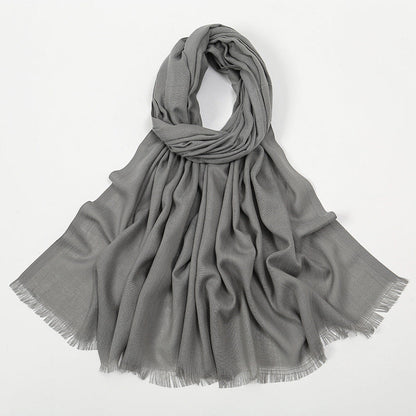 Flat Slub Cotton Solid Color Scarf Breathable Monochrome Limorista