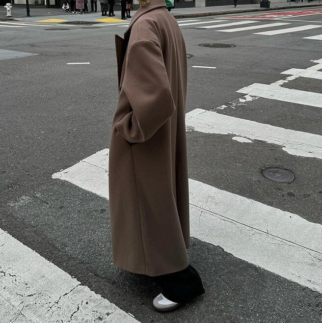Autumn And Winter Temperament Commute Suit Collar Long Woolen Coat Limorista