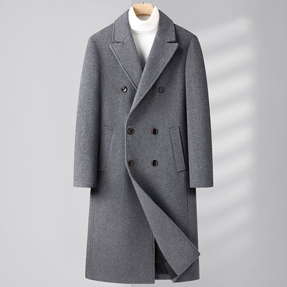Autumn And Winter Woolen Coat Overknee Long Double Breasted Oblique Pocket Limorista