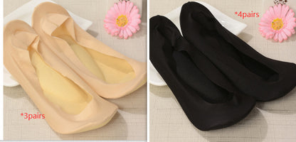 3D Arch Foot Massage Health Care Women Summer Socks Ice Silk Socks Shallow Mouth Silica Gel Invisible Slippers Feet Care Limorista