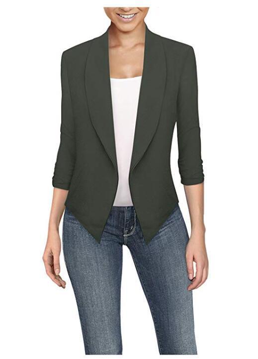 Long Sleeve Solid Color Cardigan Irregular Hem Small Suit Women Limorista