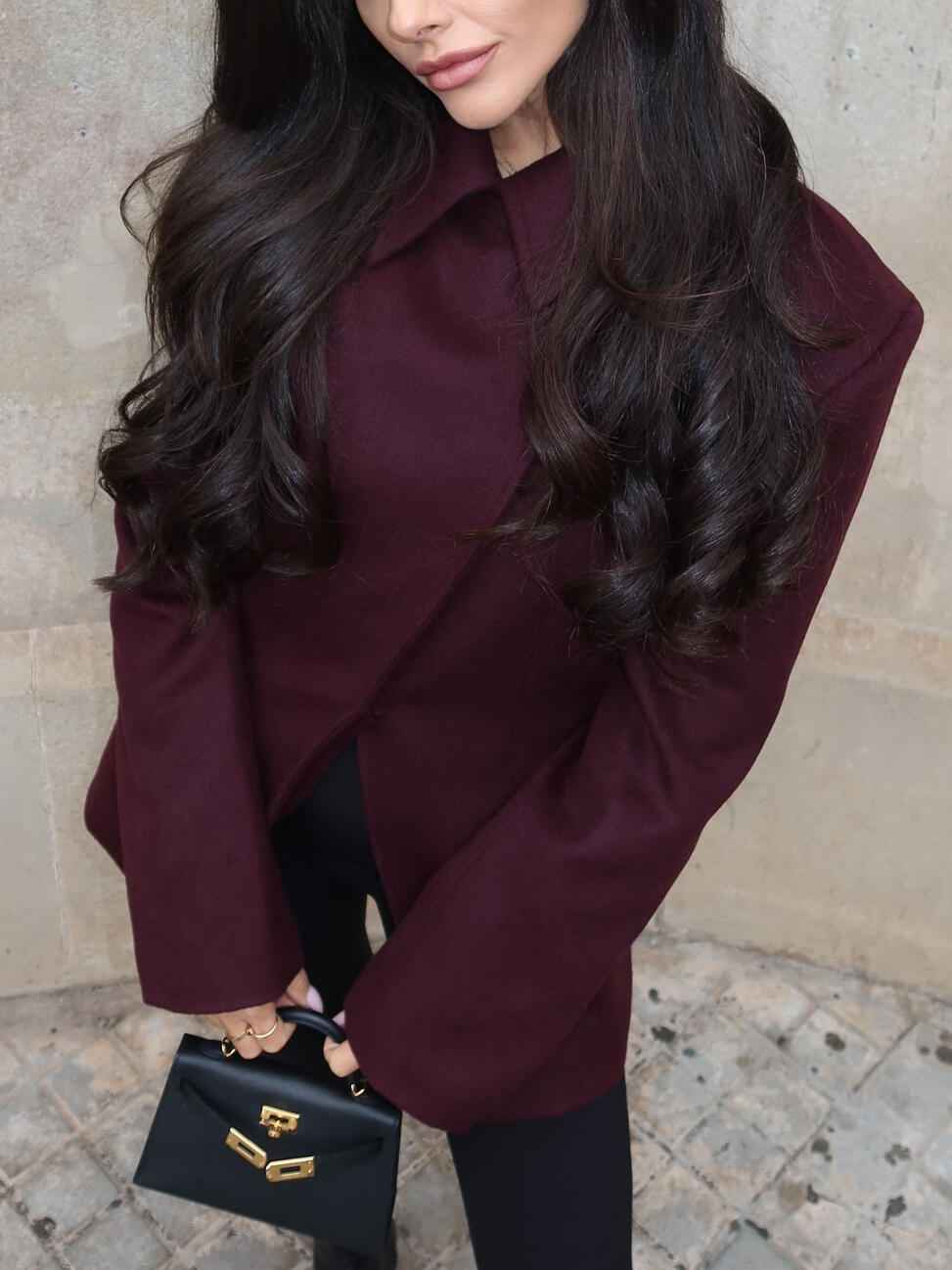 Limorista - Burgundy Cross Placket Blazer